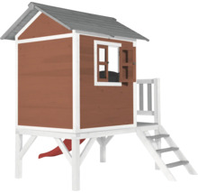Spielhaus aus Holz mit Rutsche und Treppe
