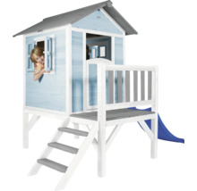 Holzspielhaus mit Rutsche, Treppe und Fenster für Kinder
