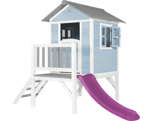 Spielhaus aus Holz mit Rutsche für den Garten