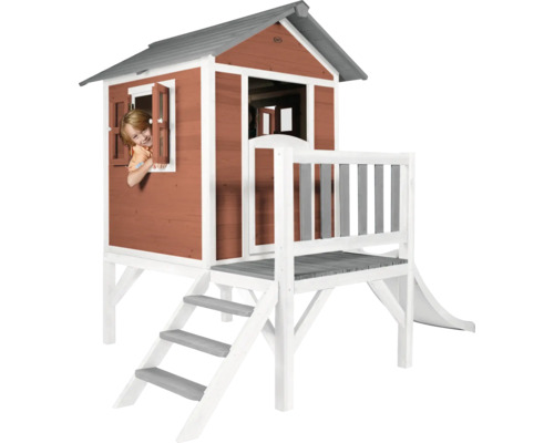 Kinderspielhaus mit Rutsche, Treppe und Fenster