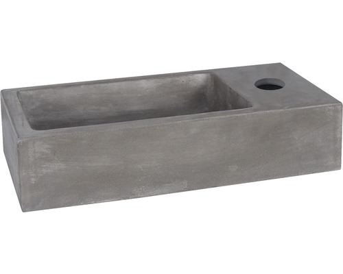 Aufsatzwaschbecken Differnz Hura L aus Beton rechteck 40x22 cm grau