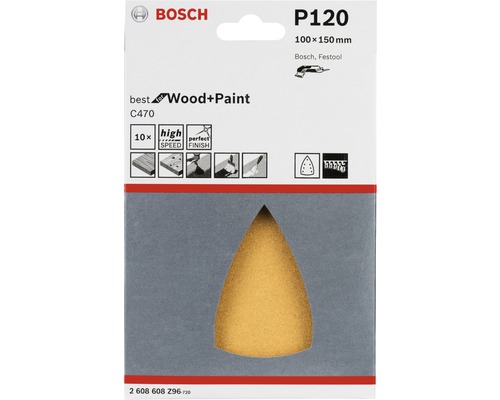 Bosch Schleifblatt P120, 100x150 Millimeter, für Holz und Farbe