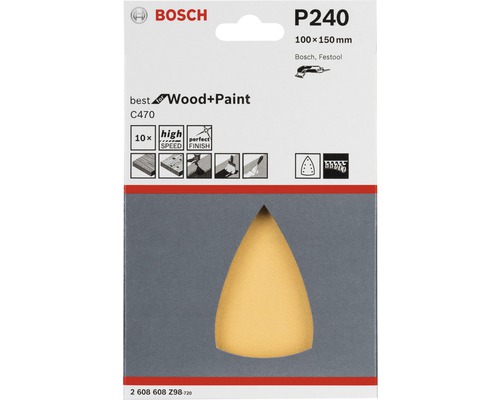 Bosch P240 Schleifpapier für Holz und Farbe, 100x150 Millimeter