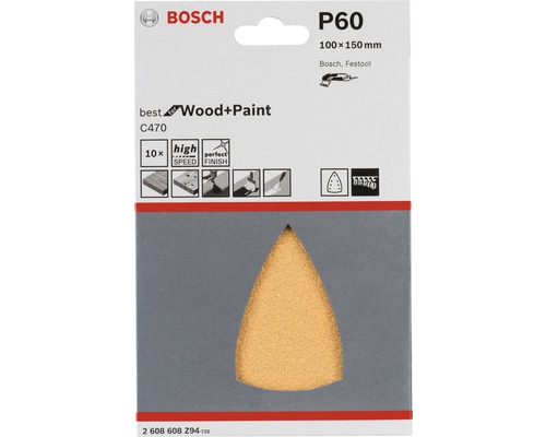 Bosch P60 Schleifpapier-Set für Holz und Farbe, 100 x 150 Millimeter