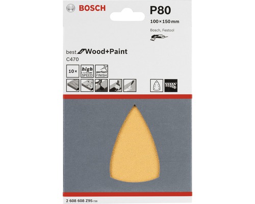 Bosch P80 Schleifpapier Set für Holz und Farbe, 100x150 Millimeter