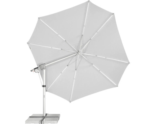 Schirm mit seitlichem Mast und Fuß