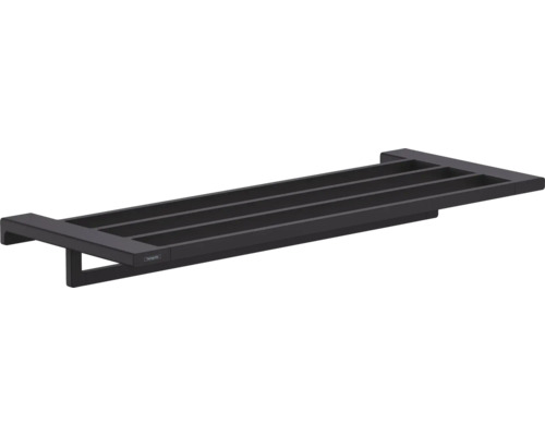 Handtuchstange hansgrohe AddStoris mit Ablage 64,8x24,8x7,2 cm schwarz matt Handtuchablage zur Wandmontage