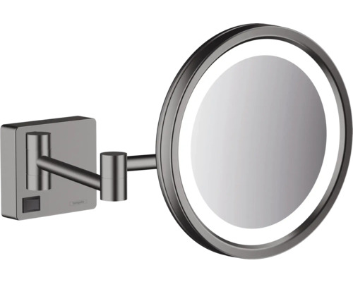 Kosmetikspiegel hansgrohe AddStoris 20,8x21,7 cm brushed Black Chrom gebürstet Beleuchteter Kosmetikspiegel zur Wandmontage