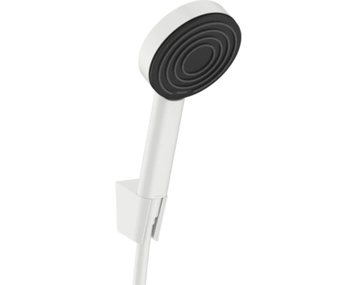 Handbrause-Set hansgrohe Pulsify S Ø 10,5 cm mit Wandhalter und Brauseschlauch weiß Handbrause mit Halterung und Brauseschlauch