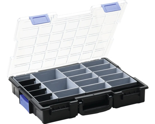 Sortimentskasten Aufbewahrungsbox Industrial inkl. 14 Fächer 440 x 76 x 355 mm schwarz (unbefüllt)