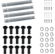 Hängeschrank-Montageset mit Schienen, Schrauben, Dübeln und Abdeckkappen