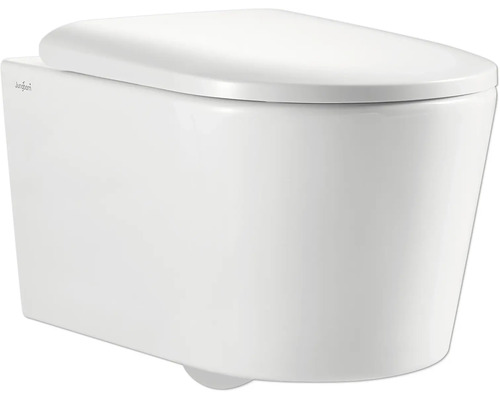 Wandtiefspülklosett-Set Jungborn One spülrandlos mit Turbo Flush Spültechnologie weiß glänzend mit WC-Sitz