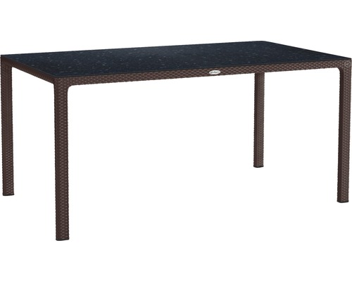 Lechuza Gartentisch Kunststoff 160 x 90 cm weiß mit HPL Tischplatte Gartentisch mit Glasplatte und Rattanoptik