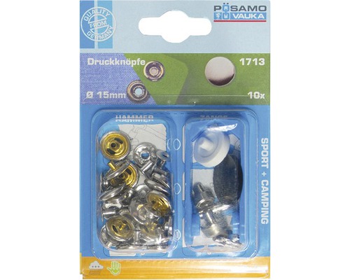 Druckknöpfe, 15 Millimeter Durchmesser, 10 Stück, für Sport und Camping