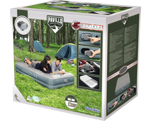 Verpackung einer Bestway Luftmatratze mit Alwaysaire Technologie für Campingausflüge