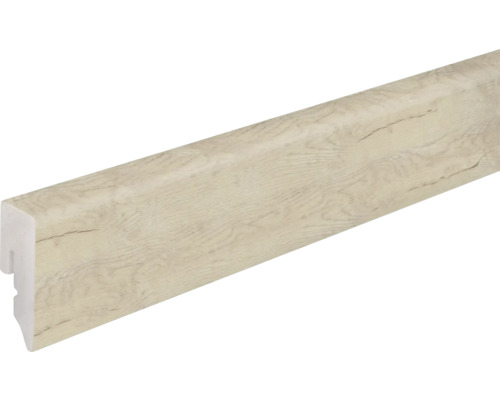 Sockelleiste PVC KU048L Kiefer weiß 15x38,5x2400 mm Sockelleiste mit Holzstruktur