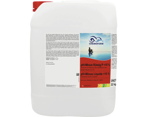 Poolchemie pH-Regulierung pH-Minus flüssig 15% 22 kg Kanister mit pH-Minus flüssig P unter 15 Prozent von Chemoform, 22 Kilogramm