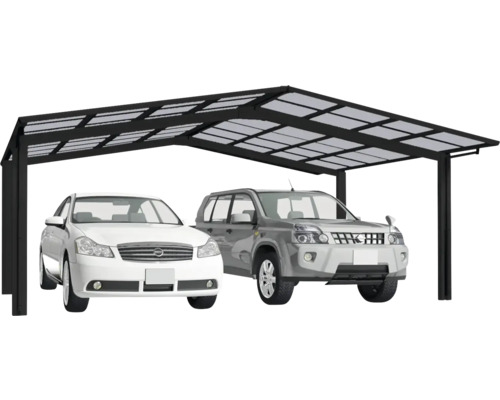 Doppelcarport Ximax Linea Typ 60 M-Ausführung Aluminium eloxiert 545,6x495,4 cm schwarz
