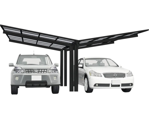 Doppelcarport Ximax Linea Typ 60 Y-Ausführung Aluminium eloxiert 547,6x495,4 cm schwarz