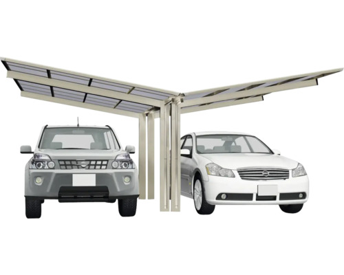 Doppelcarport Ximax Linea Typ 80 Y-Ausführung Aluminium eloxiert 547,6x495,4 cm Edelstahl-Look