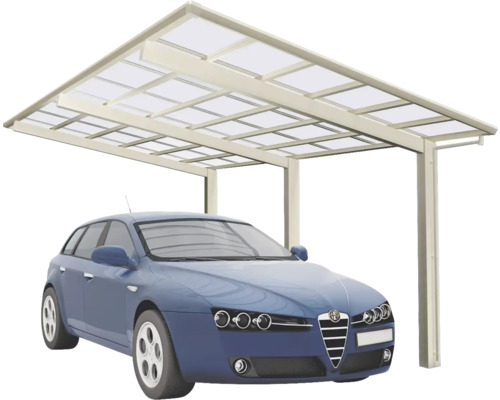 Einzelcarport Ximax Linea Typ 110 Aluminium eloxiert Sonderbreite XS 243,1 x 495,4 cm Edelstahl-Look