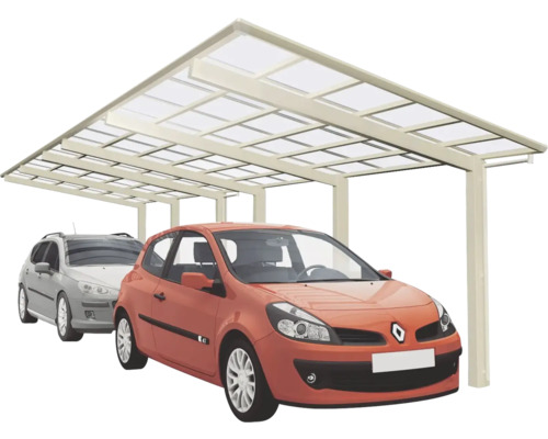 Doppelcarport Ximax Linea Typ 110 Tandem Aluminium eloxiert 272,6x982,6 cm Edelstahl-Look