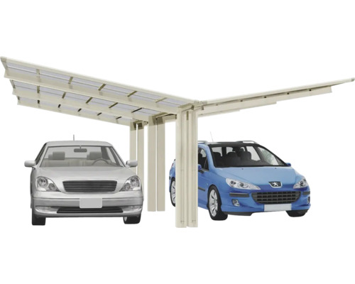 Doppelcarport Ximax Linea Typ 110 Y-Ausführung Aluminium eloxiert 547,6x495,4 cm Edelstahl-Look