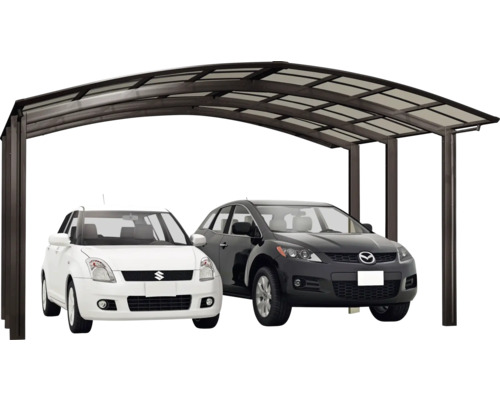 Doppelcarport mit zwei parkenden Autos