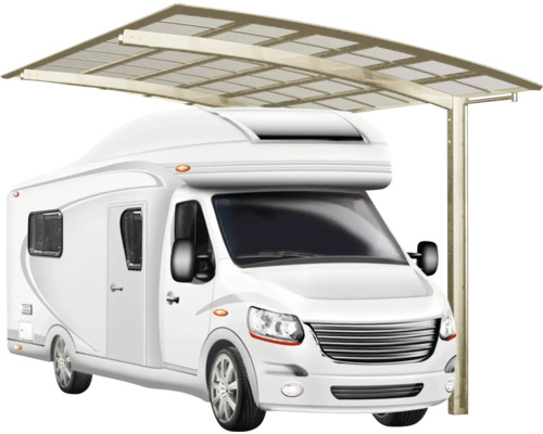 Einzelcarport Ximax Portoforte Caravan Typ 60 Aluminium eloxiert 270,4x495,4 cm Edelstahl-Look