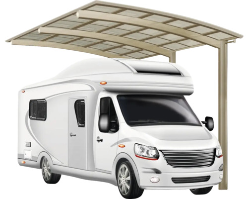 Einzelcarport Ximax Portoforte Caravan Typ 80 Aluminium eloxiert 270,4x495,4 cm Edelstahl-Look