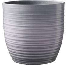 Grauer Pflanztopf mit horizontaler Rillenstruktur