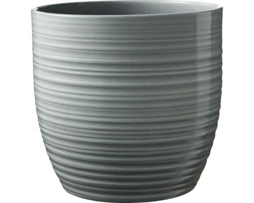 Blumentopf Soendgen Bergamo Keramik Ø 24 cm H 23 cm mintgrün Grauer Pflanztopf mit Rillenmuster