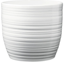 Weißer Blumentopf mit horizontalen Rillen