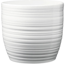 Weißer Übertopf mit Rillenmuster