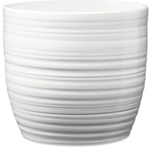 Weißer Pflanztopf mit horizontal gerippter Oberfläche