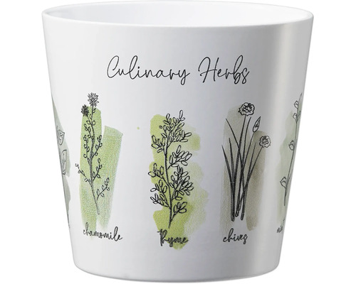Blumentopf Soendgen Dallas Culinary Herbs Keramik Ø 14 cm H 13 cm weiß Blumentopf mit Kräutermotiven