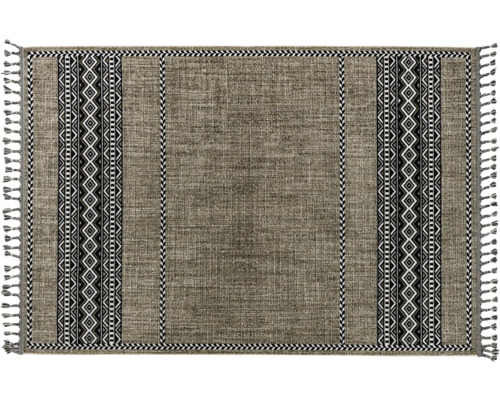 Teppich Ravenna Bordüre beige schwarz 133x190 cm