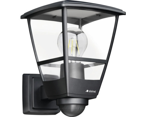 Wandleuchte Steinel L 10 S, E27 15 W, H 255 mm, mit Bewegungsmelder IP 44, schwarz Steinel Außenleuchte mit Bewegungsmelder