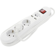 Steckdosenleiste mit zwei Steckdosen und USB-Anschlüssen