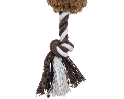 Hundespielzeug aus Seil mit Knoten und Bommel
