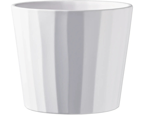 Weißer Pflanztopf mit gerippter Struktur