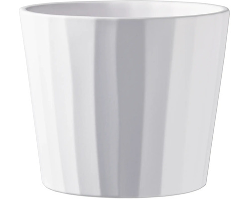 Weißer Blumentopf mit Rillenmuster