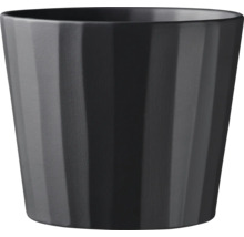Schwarzer Blumentopf mit vertikalem Rippenmuster