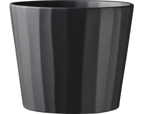 Blumentopf Soendgen Umea Keramik matt Ø 18 cm H 15 cm anthrazit Schwarzer Blumentopf mit vertikalem Rippenmuster