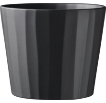 Schwarzer Blumentopf mit vertikalen Rillen