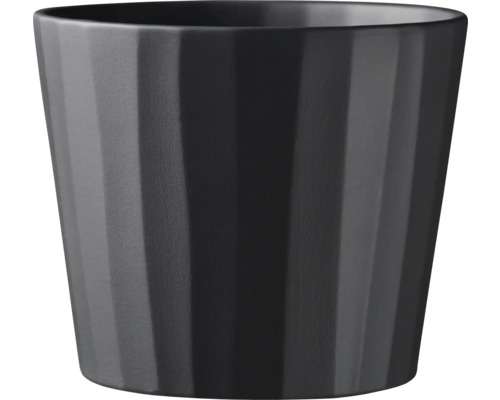 Schwarzer Blumentopf mit vertikalen Rillen