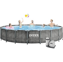 Intex Pool mit Wasserfilteranlage und Familie beim Badespaß