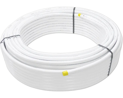 Aluminium-Mehrschicht-Verbundrohr 16x2 mm weiß im 50 m Ring Rolle mit weißem Kunststoffrohr