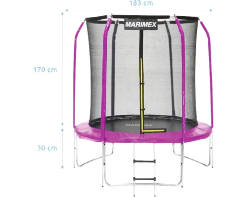 Trampolin mit Sicherheitsnetz und Leiter