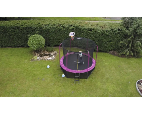 Marimex Gartentrampolin mit Sicherheitsnetz und Basketballkorb auf Rasen